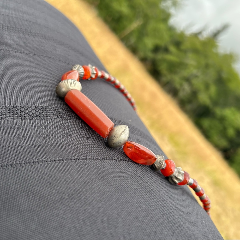 Old Afghani and Sterling Silver Vintage Hand/Beaded Necklace. NWT